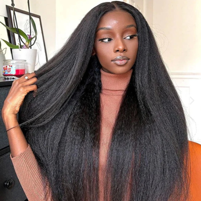 5x5 glueless wig 150% density kinky straight