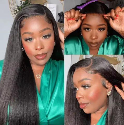 5x5 glueless wig 150% density kinky straight