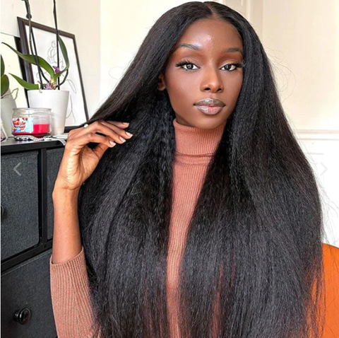 5x5 glueless wig 150% density kinky straight