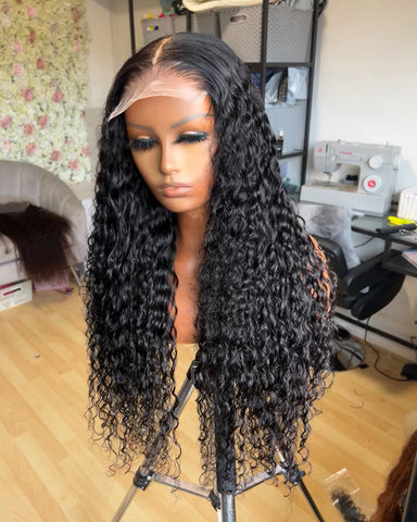5x5 glueless wig 150% density water wave