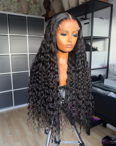 5x5 glueless wig 150% density water wave