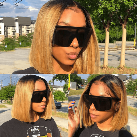 13x4 bob wig 150% density 1B/27 color