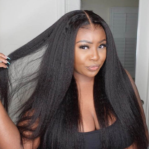 13x4 frontal wig 150% density kinky straight