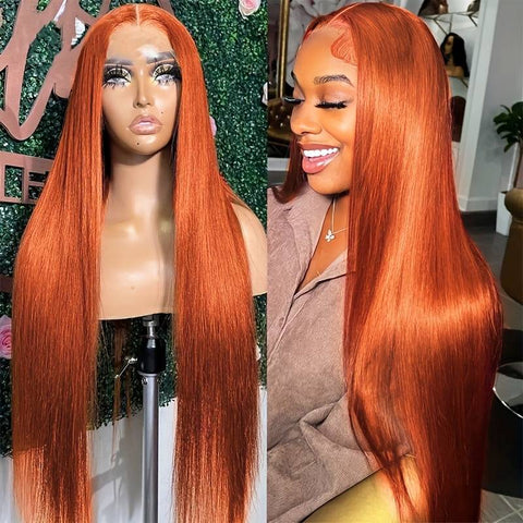 13x4 frontal wig 150% density ginger color