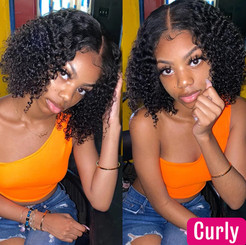 13x4 bob wig 180% density deep curly