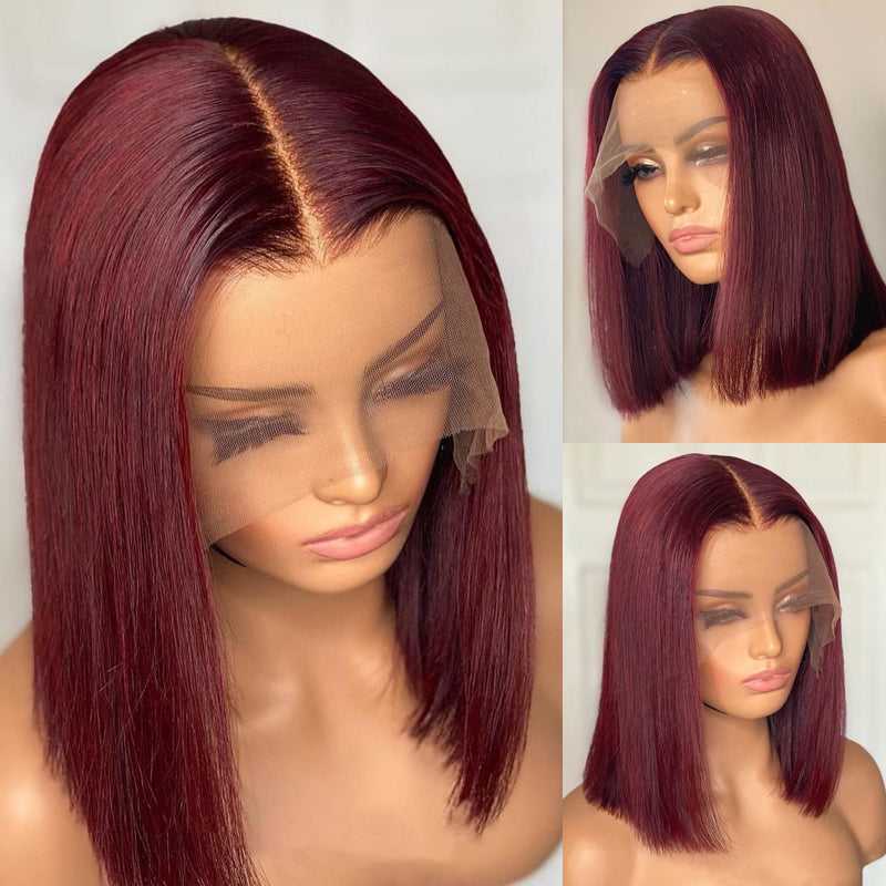 13x4 bob wig 150% density 99J color