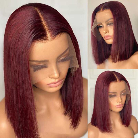 13x4 bob wig 150% density 99J color